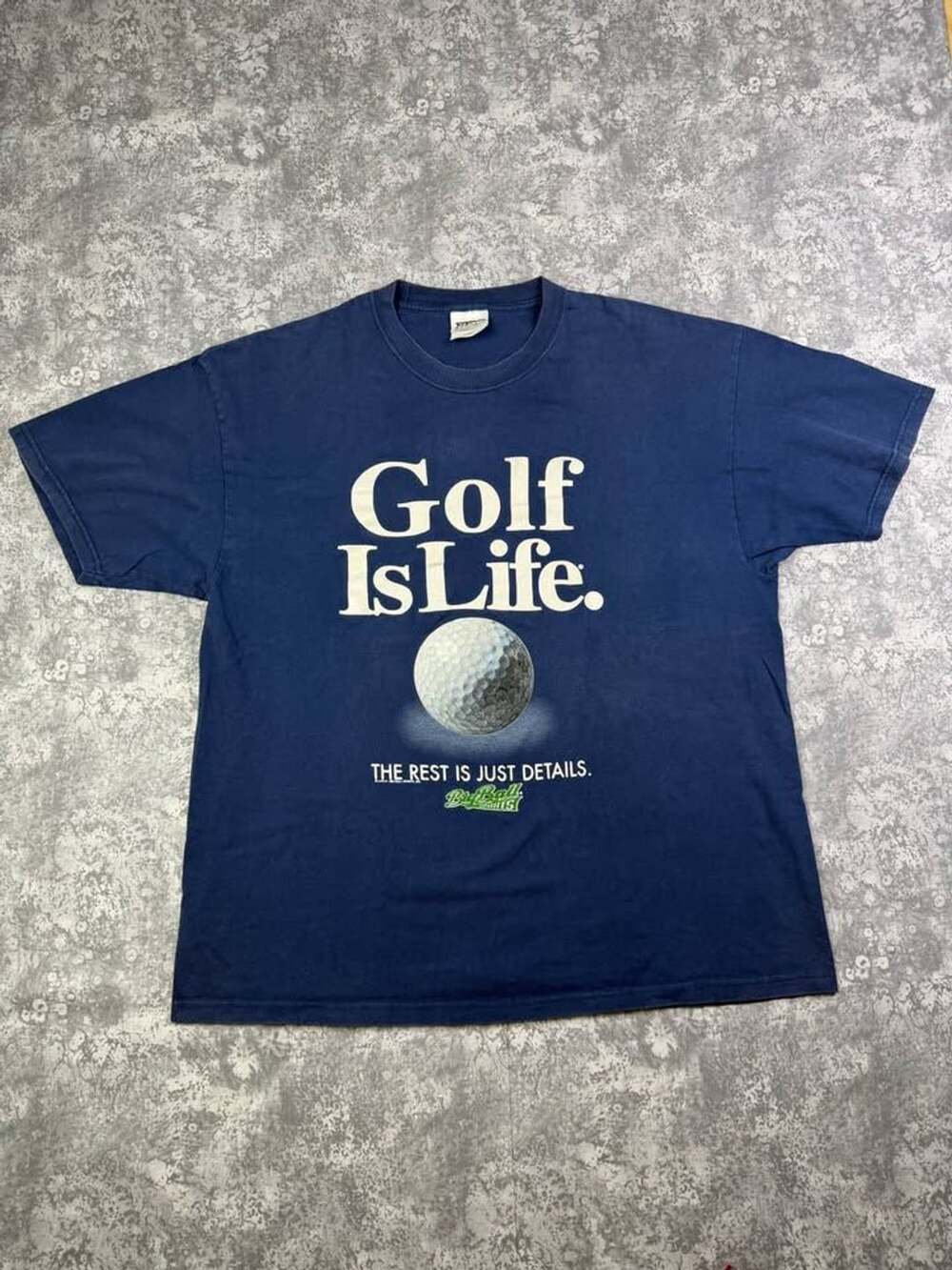 Vintage Big Ball Sports Golf Is Life T-Shirt Men's XL Blue Graphic Tee Short Sle